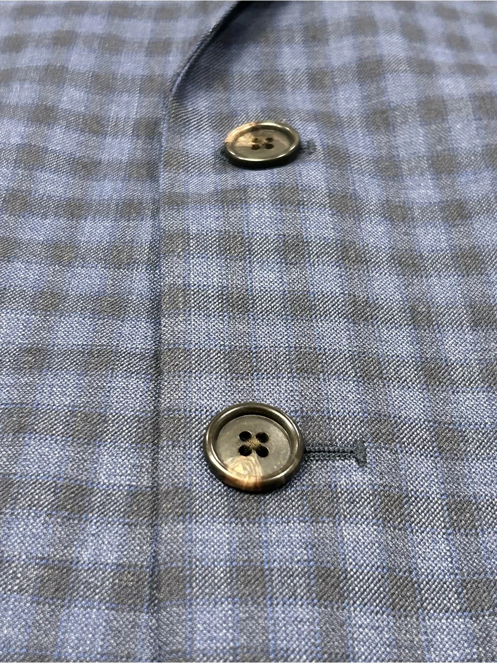 Jos. A. Bank Men's Tailored Fit Blue Check Blazer 46L 70% Wool Blend Fully Lined